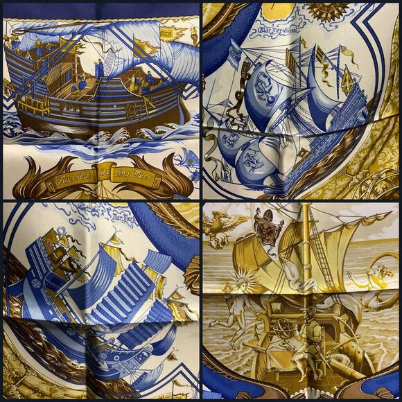 Hermes Carré 90 Au Dela Des Cinq Mers Scarf Boxed NWT - Picture 15 of 16